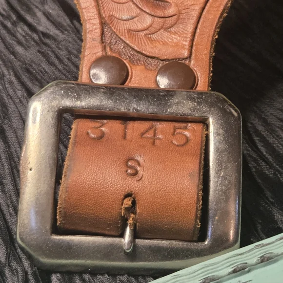 Vntg Viking Hand Tooled Leather Ammo Belt w/ North & Judd 